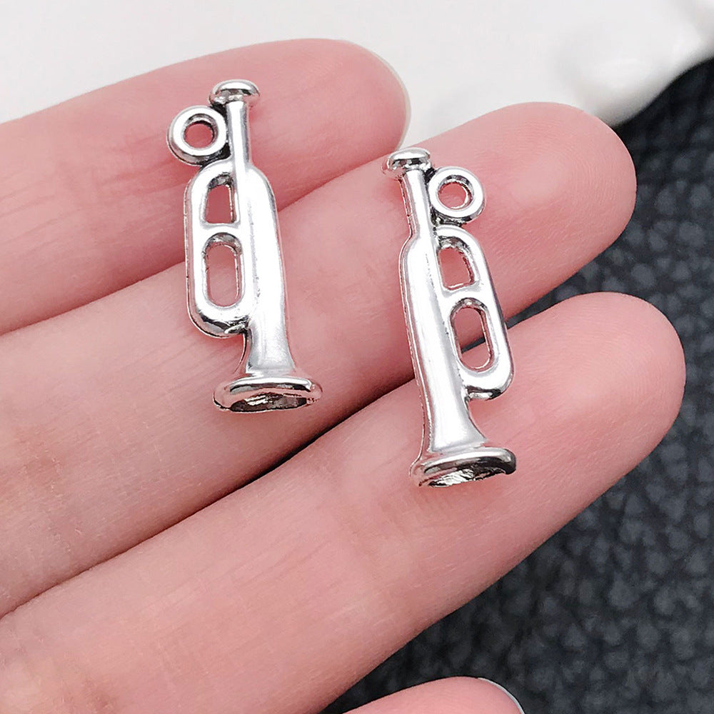 Wholesale Antique Silver Violin Guitar Saxophone Instrument Notes Creative DIY Necklace Bracelet Pendant
